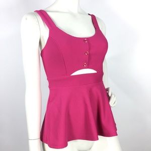 2B Bebe Cutout Peplum Top Sleeveless Pink